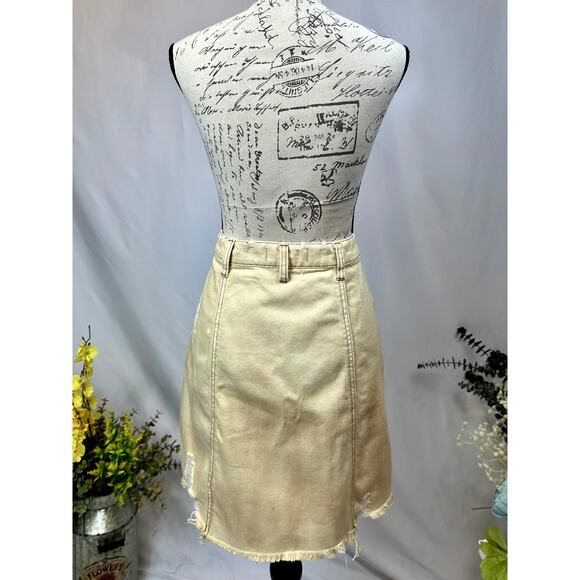 Free People Parker Wrap Denim Mini Skirt Butter Cream - Picture 12 of 16